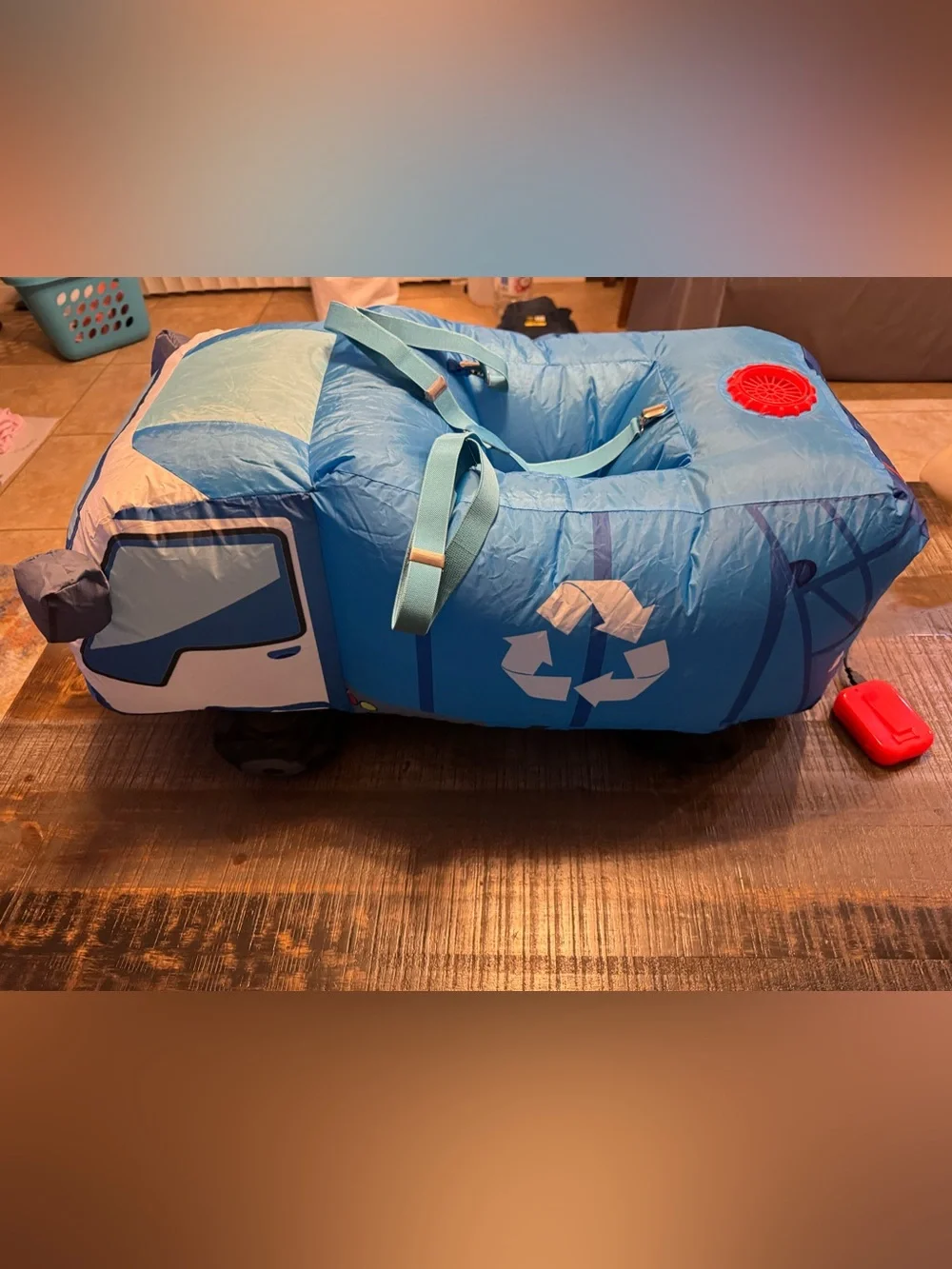Toddler Inflatable Garbage Truck Costume Blue 3D Car Costume